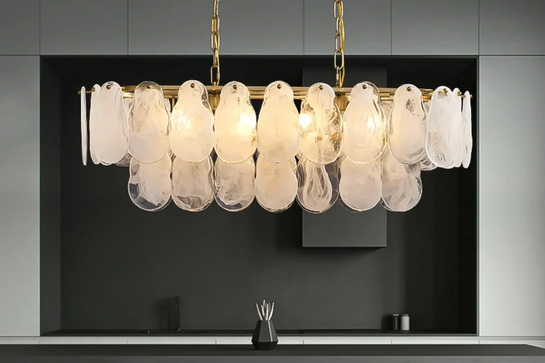Modern Elegance: Oval Iron Glass LED Chandelier