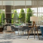 Photo minimal concrete reading lamp hotel lobby